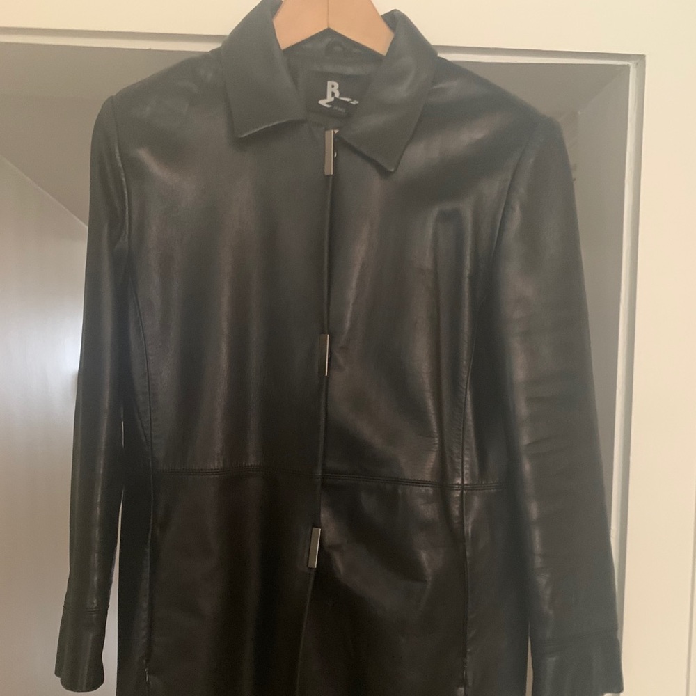 Super soft leather A-line coat